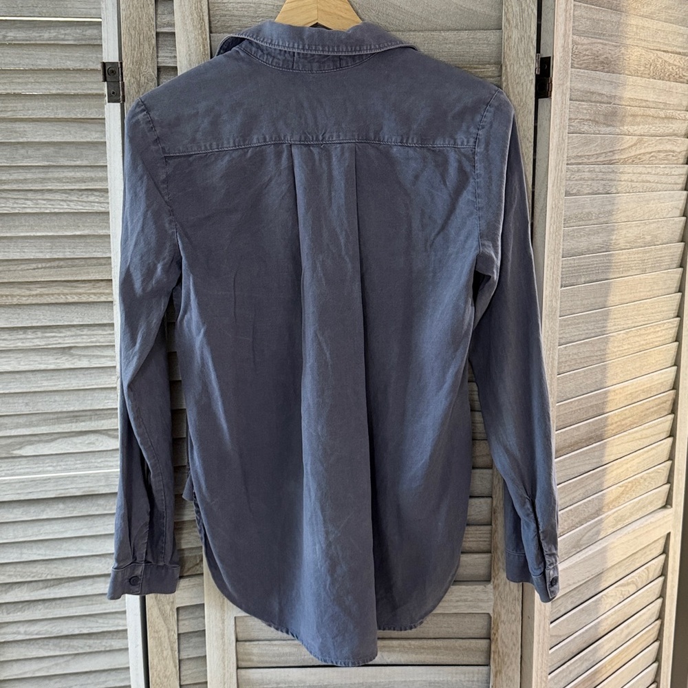 Cloth & Stone Steel Blue Button Down Tencel Shirt - XS - Picture 2 of 6